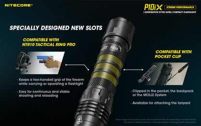 Nitecore P10iX 4000 Lumens - Tactical Flashlight Rechargeable USB-C - STROBE READY™ Gen 2 - Dual Mode