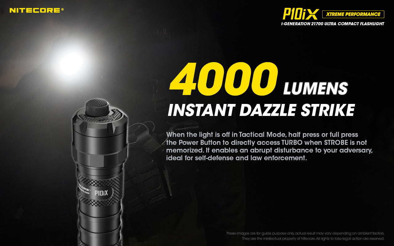 Nitecore P10iX 4000 Lumens - Tactical Flashlight Rechargeable USB-C - STROBE READY™ Gen 2 - Dual Mode