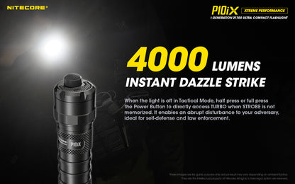 Nitecore P10iX 4000 Lumens - Tactical Flashlight Rechargeable USB-C - STROBE READY™ Gen 2 - Dual Mode