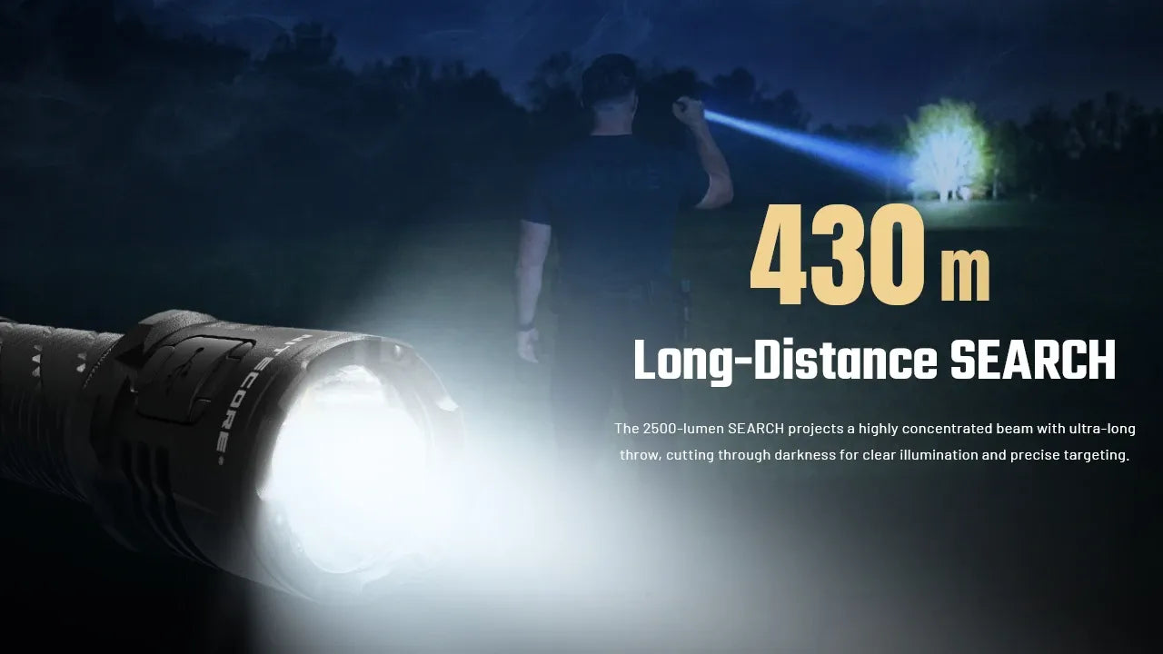 Nitecore P27iX 5000 Lumens - Tactical Flashlight Rechargeable USB-C - Triple Switch Customizable Beam