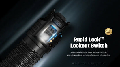 Nitecore P27iX 5000 Lumens - Tactical Flashlight Rechargeable USB-C - Triple Switch Customizable Beam