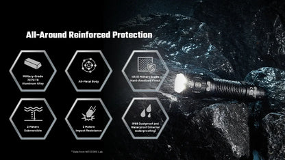 Nitecore P27iX 5000 Lumens - Tactical Flashlight Rechargeable USB-C - Triple Switch Customizable Beam
