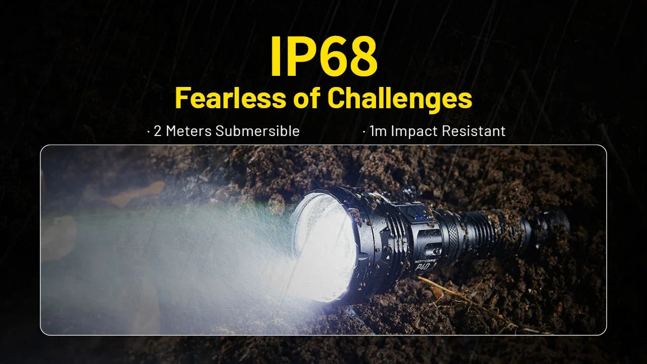 Nitecore P40 2000 Lumens - Long Range LEP Tactical Flashlight Rechargeable USB-C - Dual Beam Spot/Flood