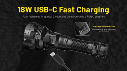 Nitecore P40 2000 Lumens - Long Range LEP Tactical Flashlight Rechargeable USB-C - Dual Beam Spot/Flood