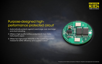 Nitecore NL1834 3400mAh Rechargeable 18650 Battery
