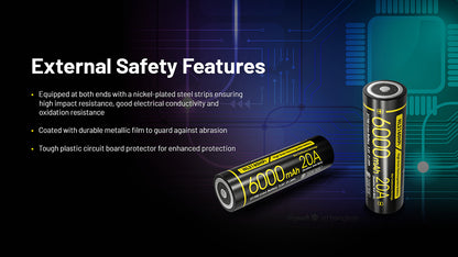 Batterie Nitecore NL2160HPi 6000mAh 21700i Rechargeable - 20A Haute Performance