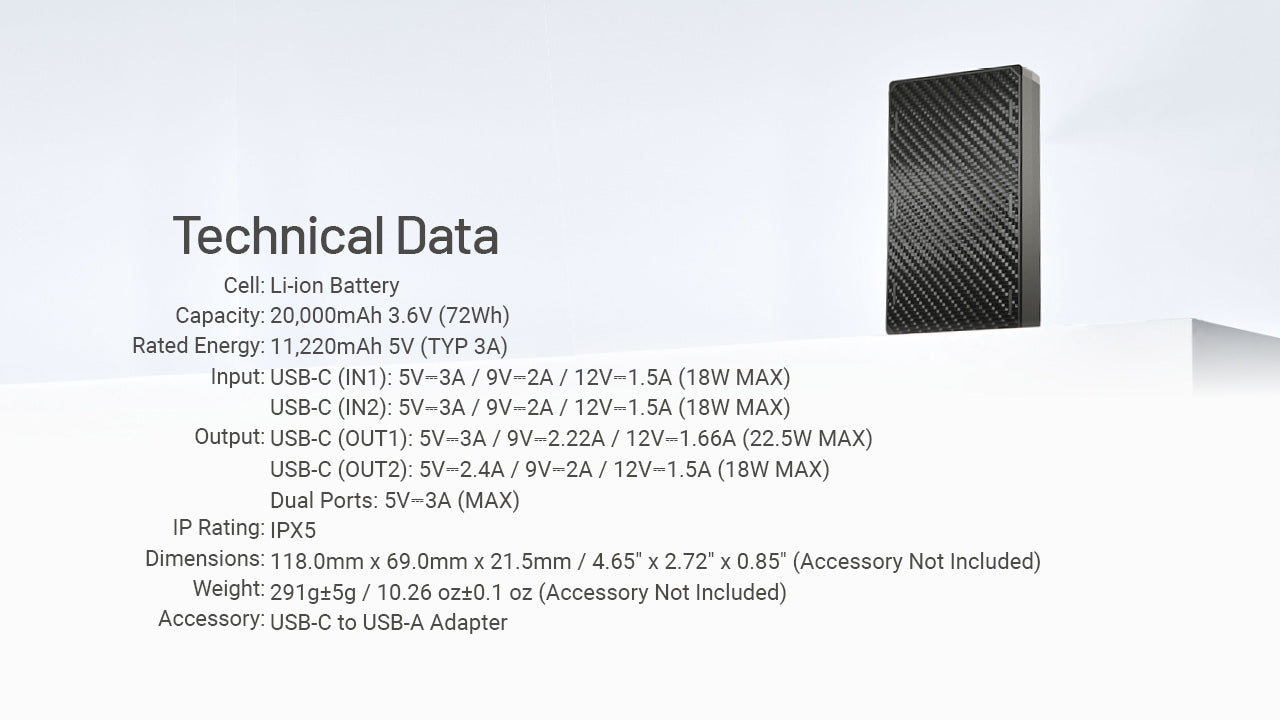 Batterie Externe Nitecore NB20000 Gen 3 - 20000mAh - Charge Rapide 22,5W USB-C
