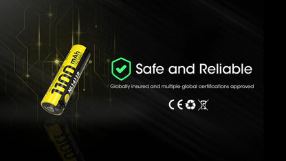 Batterie Nitecore NL1411R 1100mAh 14500 Rechargeable avec Port USB-C