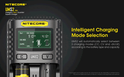 Nitecore UMS2 Universal Intelligent Charger - 2 Slots - 3000mA Max USB