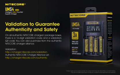 Nitecore UMS4 Universal Intelligent Charger - 4 Slots - 3000mA Max USB