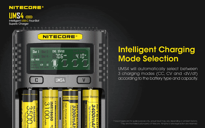 Nitecore UMS4 Universal Intelligent Charger - 4 Slots - 3000mA Max USB
