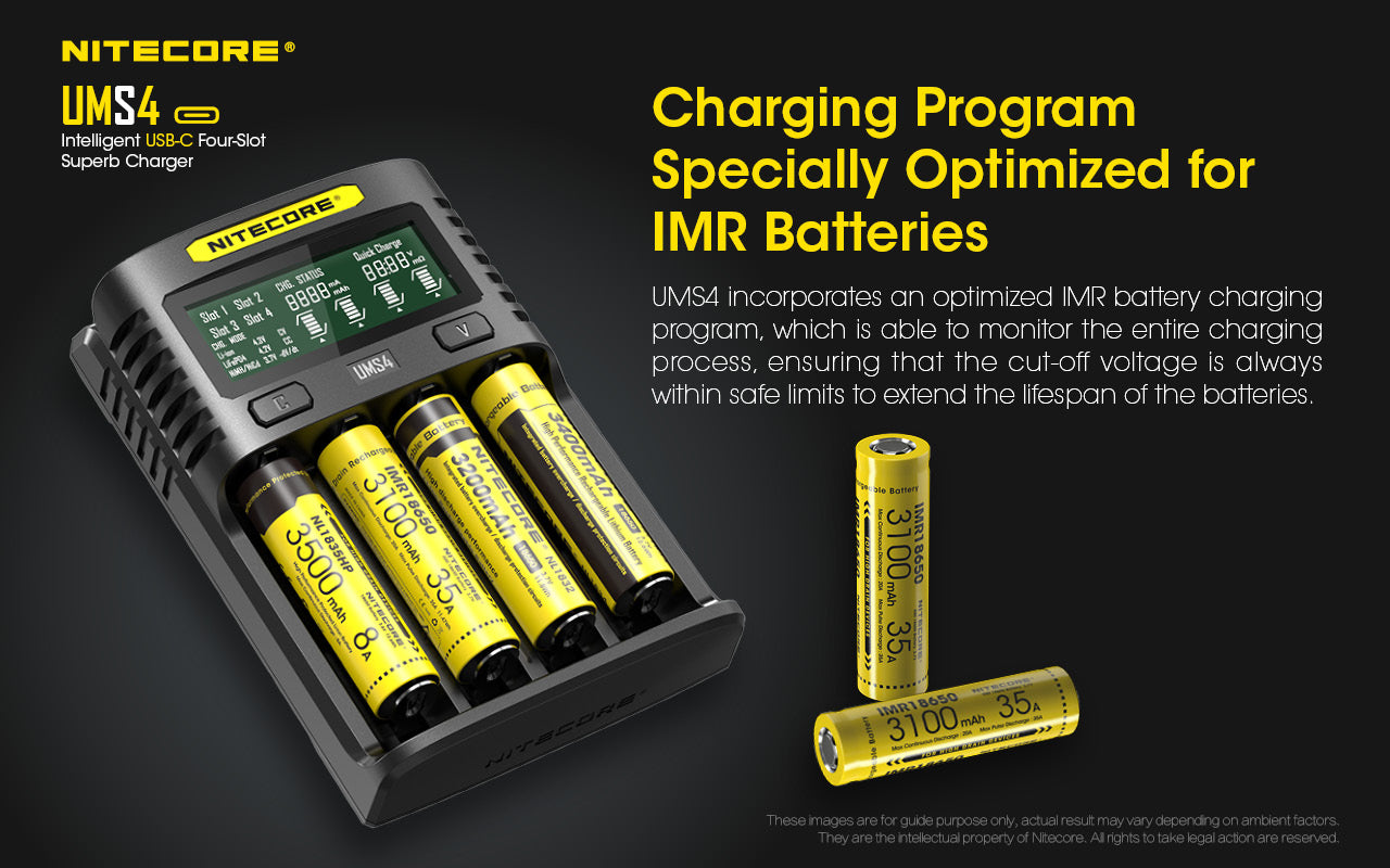 Nitecore UMS4 Universal Intelligent Charger - 4 Slots - 3000mA Max USB