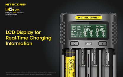 Nitecore UMS4 Universal Intelligent Charger - 4 Slots - 3000mA Max USB