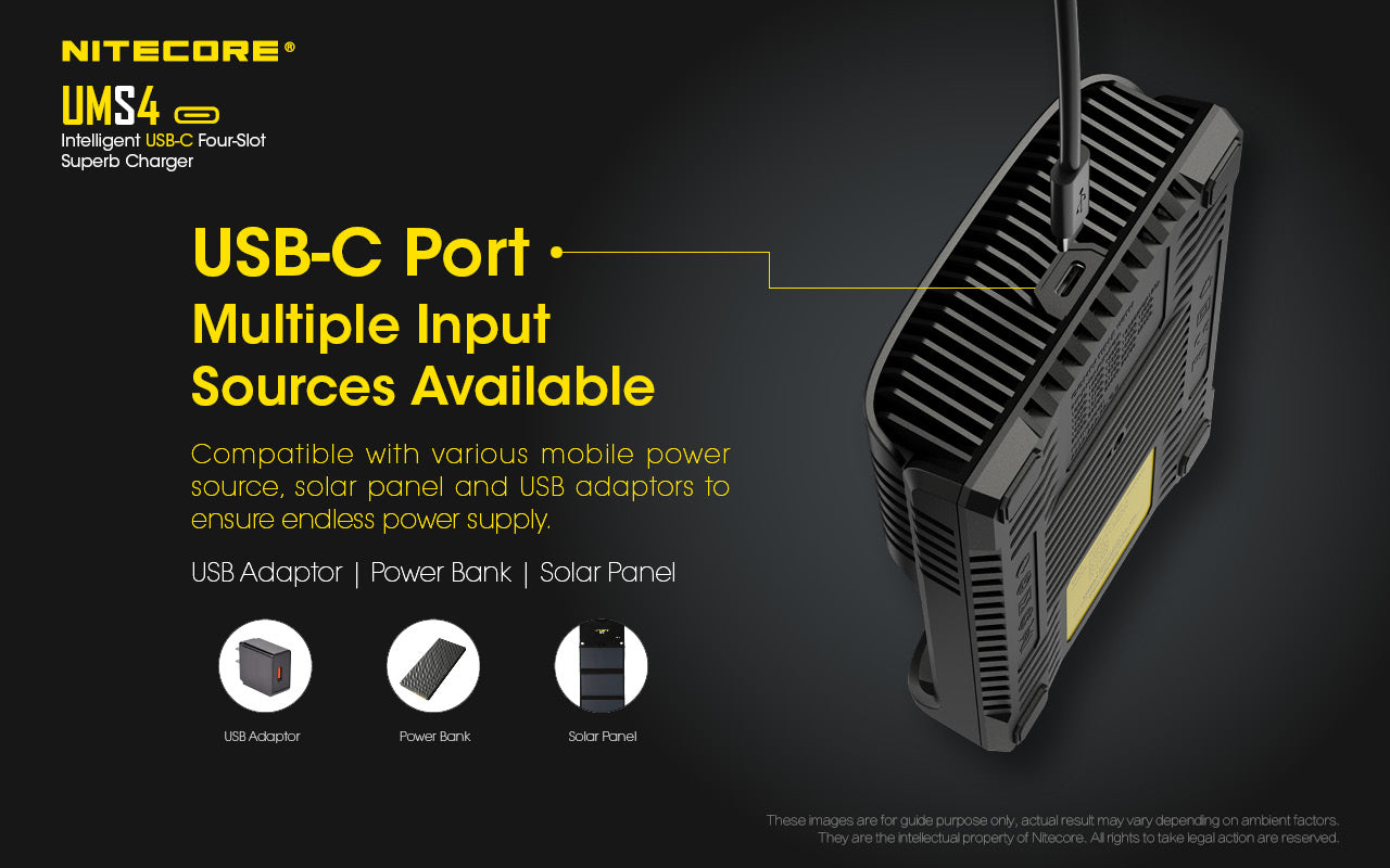 Nitecore UMS4 Universal Intelligent Charger - 4 Slots - 3000mA Max USB