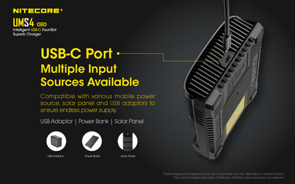 Nitecore UMS4 Universal Intelligent Charger - 4 Slots - 3000mA Max USB