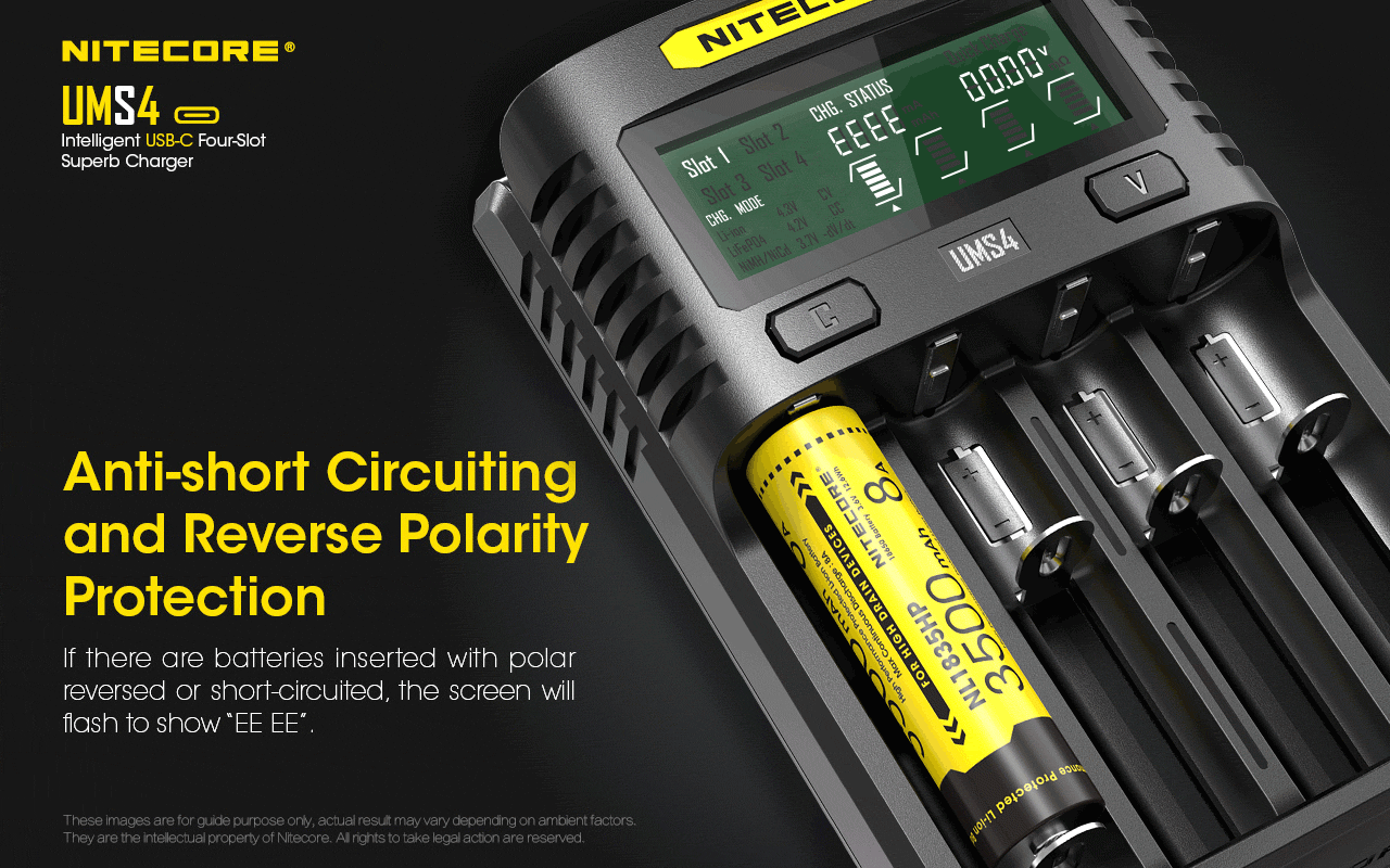 Nitecore UMS4 Universal Intelligent Charger - 4 Slots - 3000mA Max USB