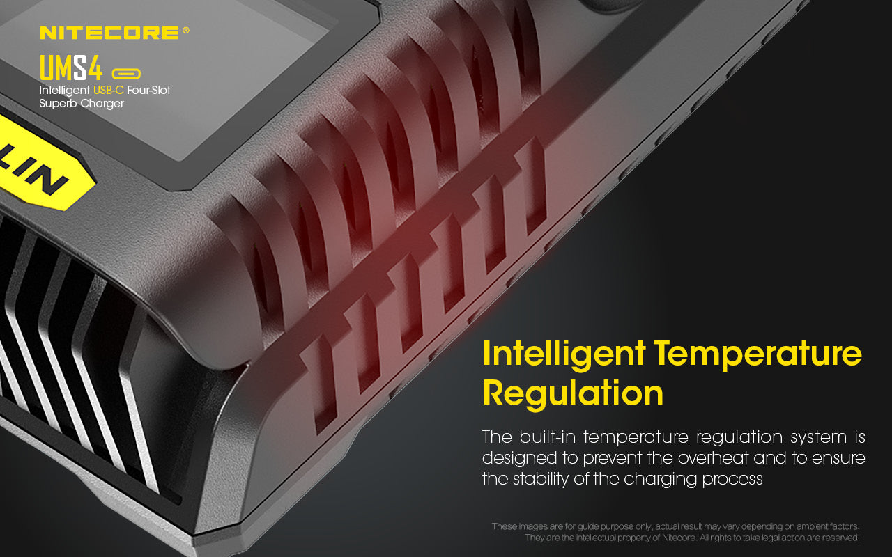 Nitecore UMS4 Universal Intelligent Charger - 4 Slots - 3000mA Max USB