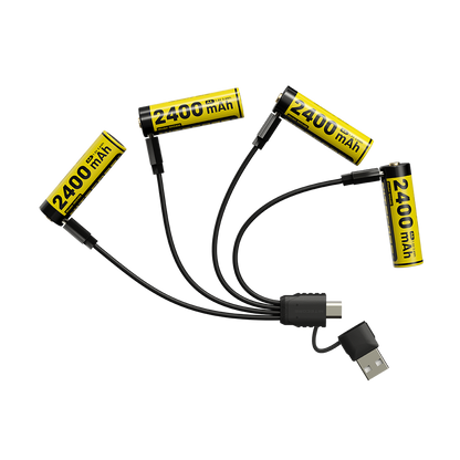Pack Nitecore NH2400 4x Piles AA Rechargeables - 2400mAh Port USB-C