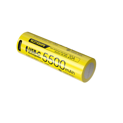 Nitecore NL2155HPR 5500mAh Rechargeable 21700 Battery - 20A USB-C Port