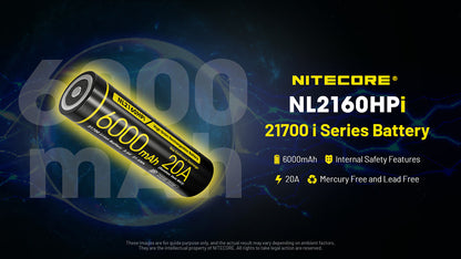 Batterie Nitecore NL2160HPi 6000mAh 21700i Rechargeable - 20A Haute Performance