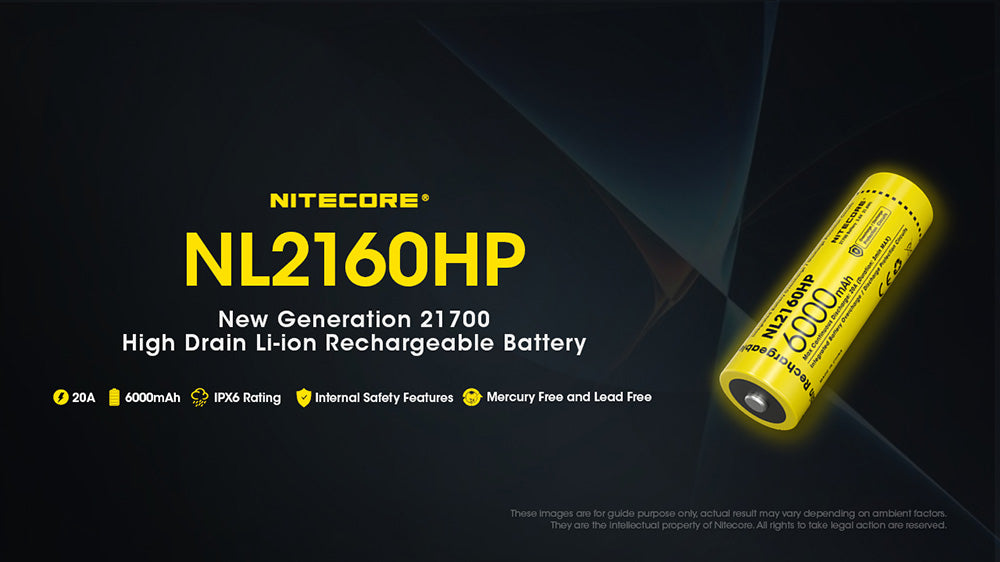 Batterie Nitecore NL2160HP 6000mAh 21700 Rechargeable - 20A Haute Performance
