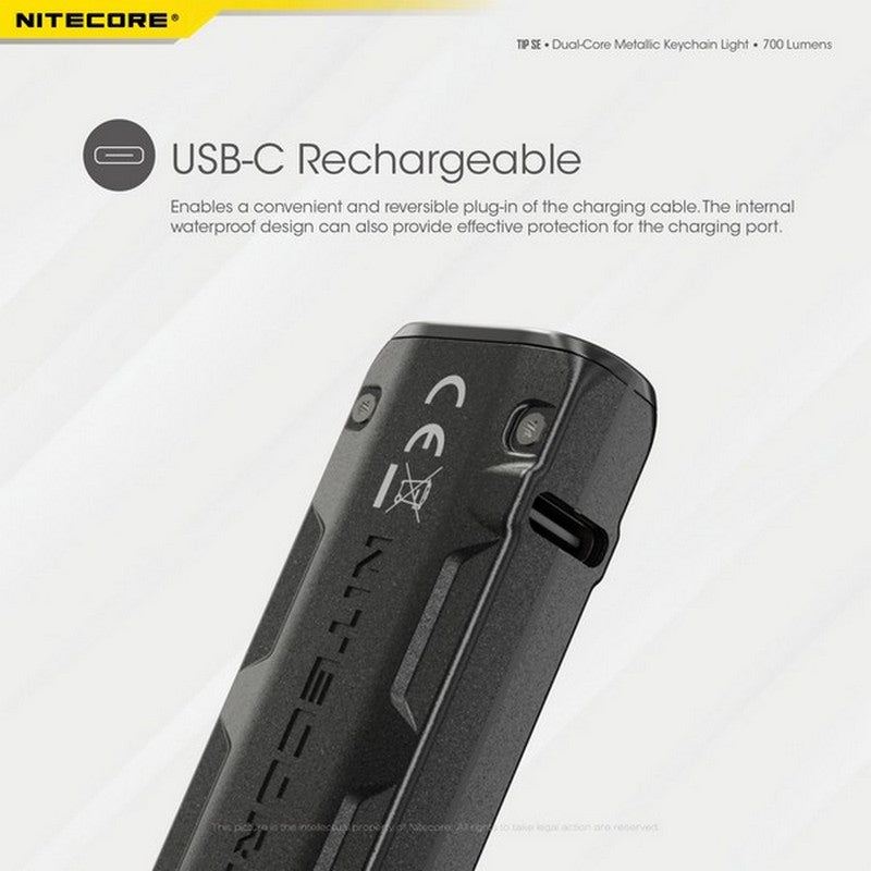 Nitecore TIP SE 700 Lumens - Mini Lampe de poche Porte-Clés Rechargeable USB-C