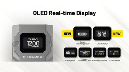 Nitecore TUP2 1200 Lumens  OLED Display - 3 Color Temperatures Keychain Flashlight